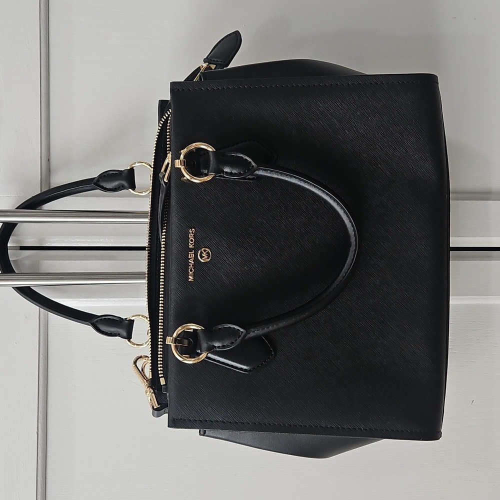 NEW MICHAEL Michael Kors Marilyn Medium Leather Satchel Black - Picture 4 of 8